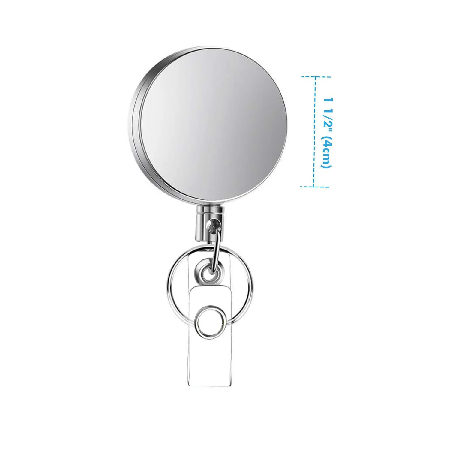 4CM Heavy Duty Id Card Holder Clip Alloy Retractable Badge Reel Pull Key Name Badge Holders