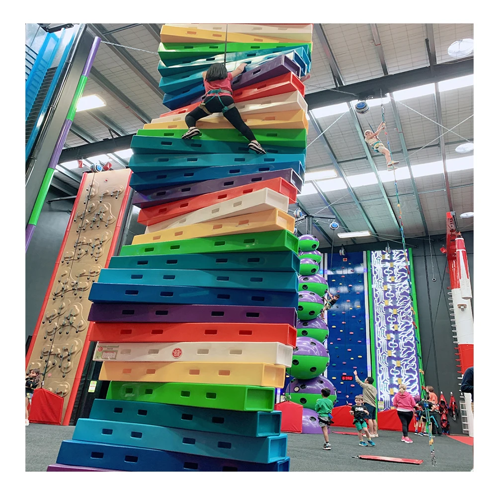 rock climbing walls used Colorful Customized indoor climbing wall for indoor trampoline park by zhongyi amusement