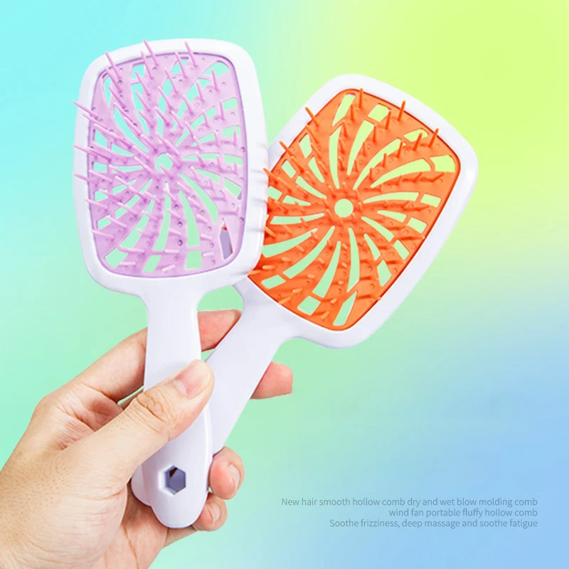 4 Colors Wide Teeth Air Cushion Massage Comb Windmill Hollow Comb Detangle Hair Brush