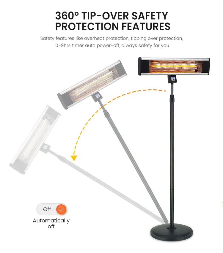 IP44 1800W 220V Portable Room Electrical Mounted Heater Carbon Fiber Electric Heater