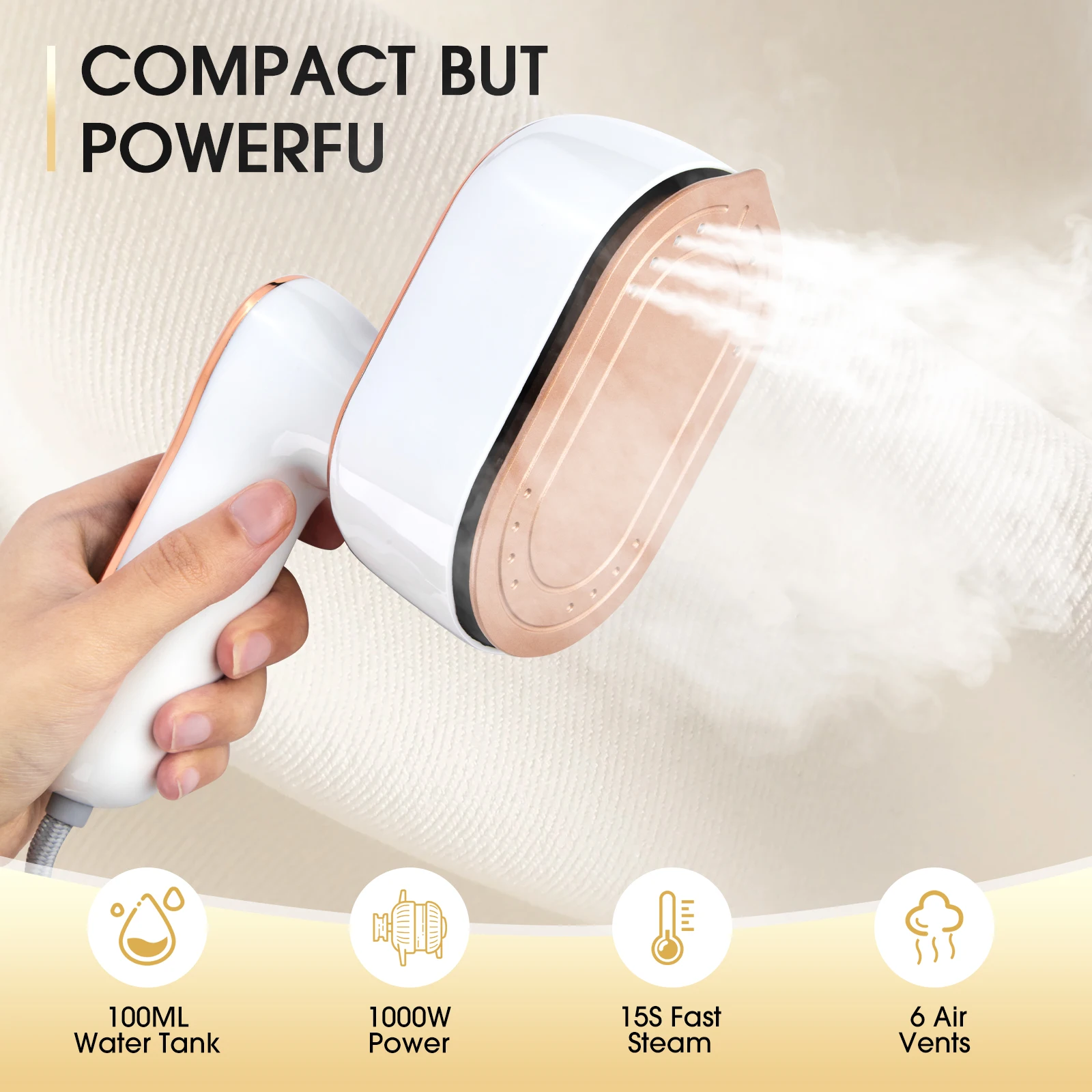 1000W Mini Rotating Steam Iron Handheld Wet and Dry Double Hot Steam Generator Portable Garment Steamer
