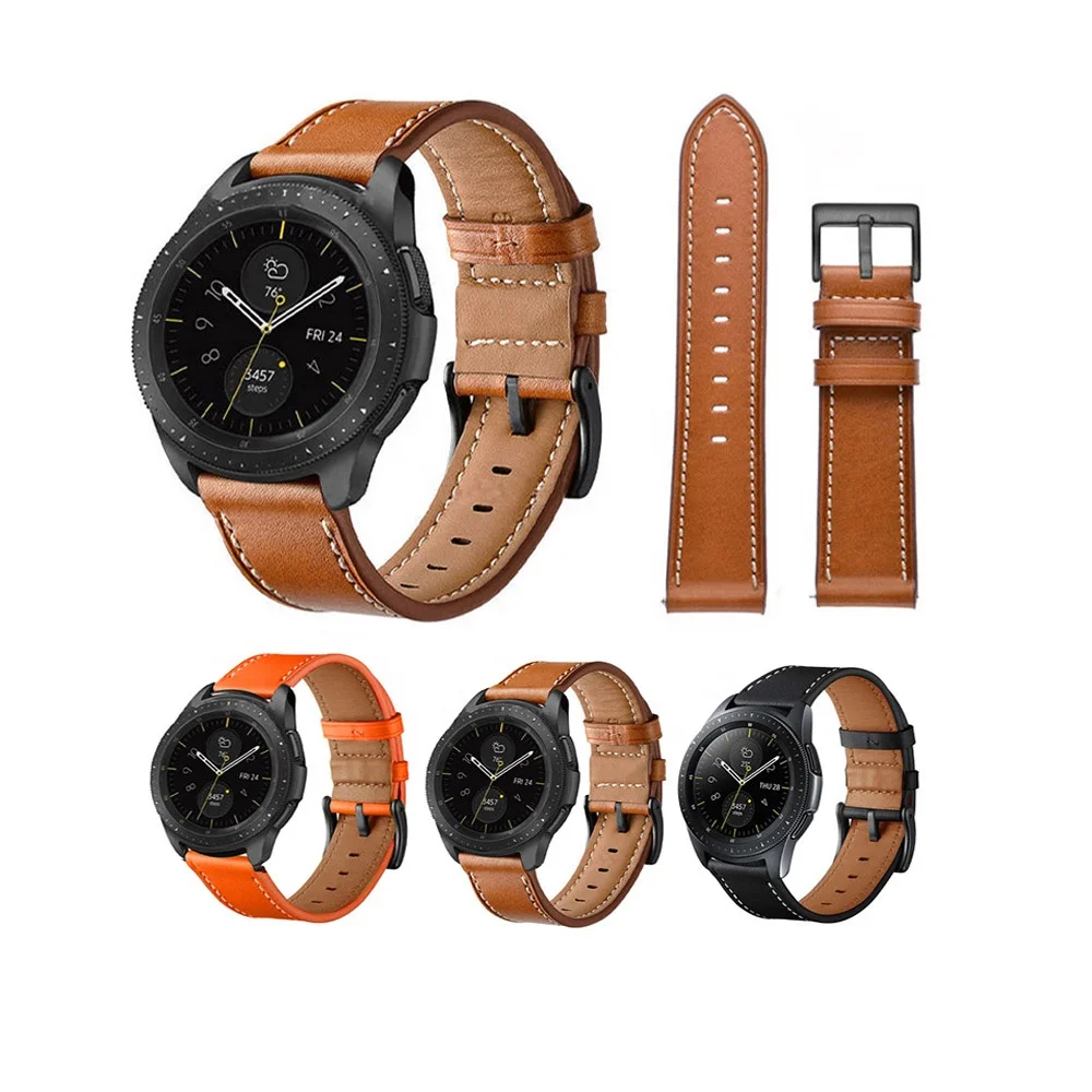 YHQ 22mm genuine leather band for samsung galaxy watch 4 3 strap for huawei gt 2 pro 45mm 46mm watch band