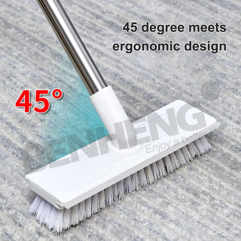 360 Degree Rotating Floor Brush with Squeegee/Scraper Cleaning Brush With Long Handle For Bathroom Floor