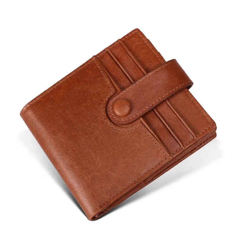 Модный короткий тонкий двухслойный мужской бумажник из коровьей кожи