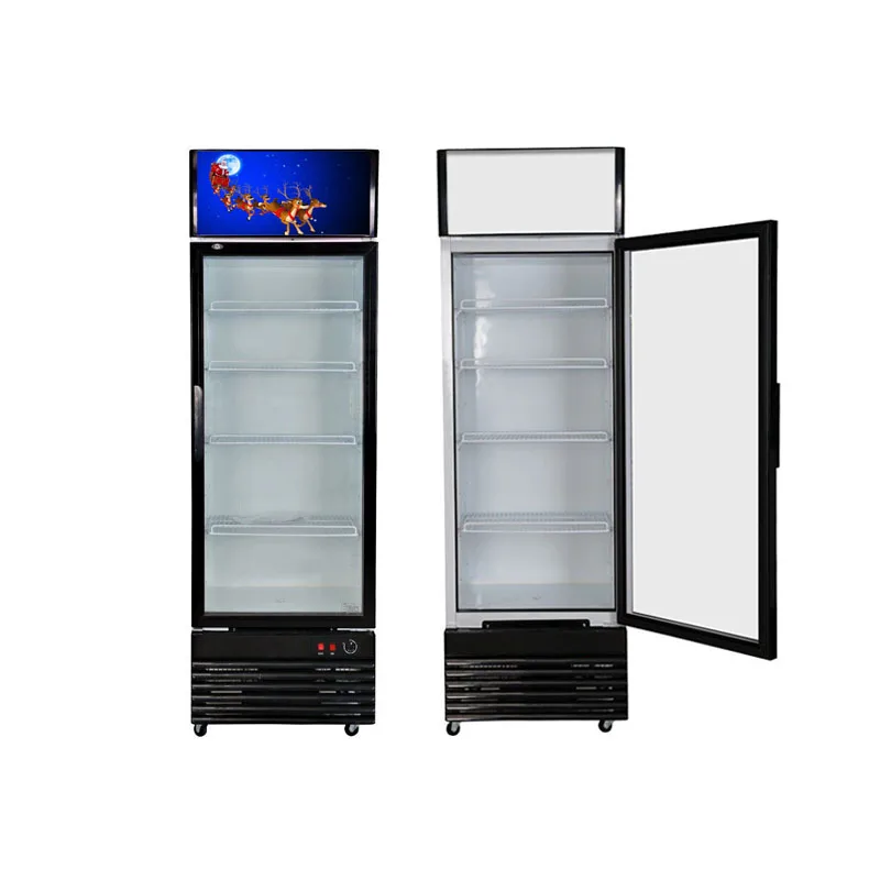 Single Glass Door Pepsi Freezer Beverage Cooler 220V Air Cooling LED Light Double Door Compressor for Restaurant Use