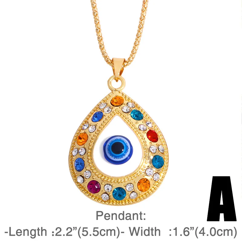 Alloy Fatima hand Necklace Turkish blue eye diamond jewelry sweater chain pendant necklace