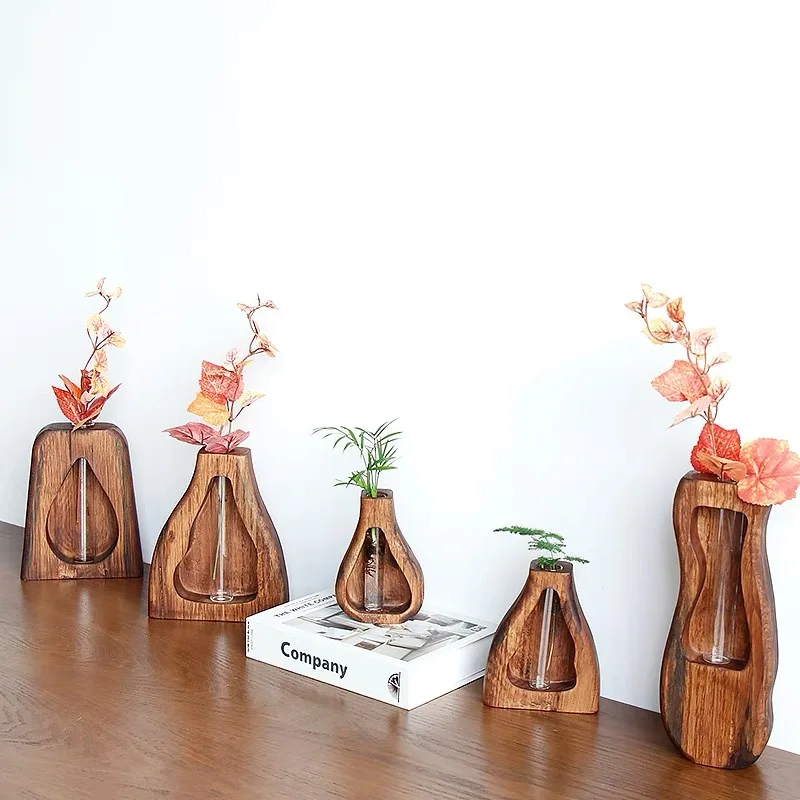CSL Wholesale Decor Wood Vase Flower Good Quality Modern Style Wood Vases For Home
