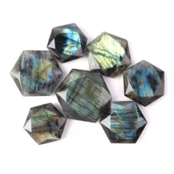 High Quality Natural Polished Strong Flash Star Labradorite Hexagon Healing Crystal Pendant