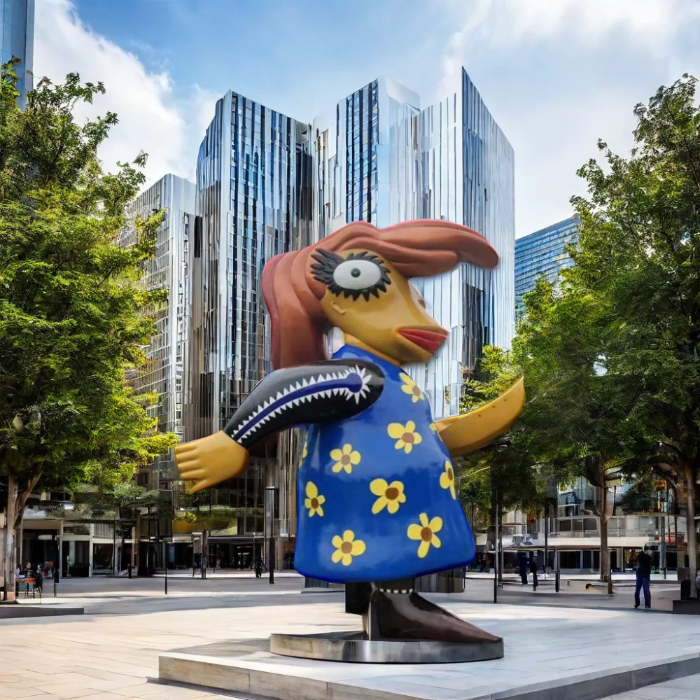 Customized Factory Large Modern Outdoor Garden Decorative Metal Crafts Art Abstract Cartoon Character Stainless Steel Sculpture