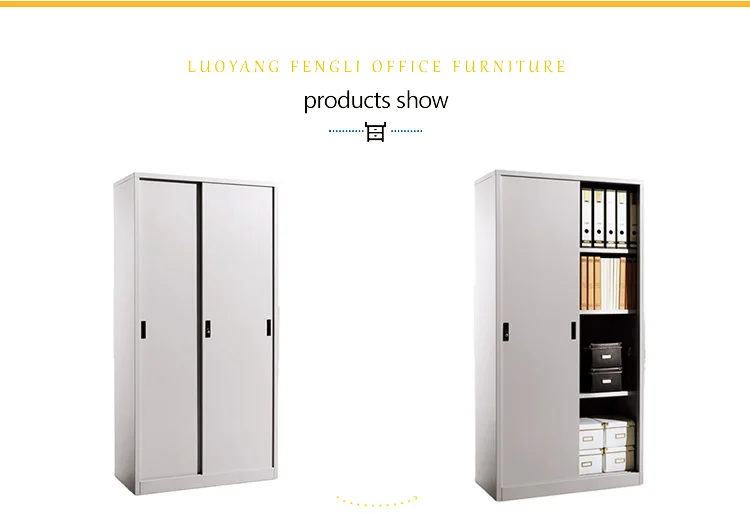 KD Structure Office Furniture Sliding Door File Cabinet Steel Cabinet With 4 Adjustable Shelve