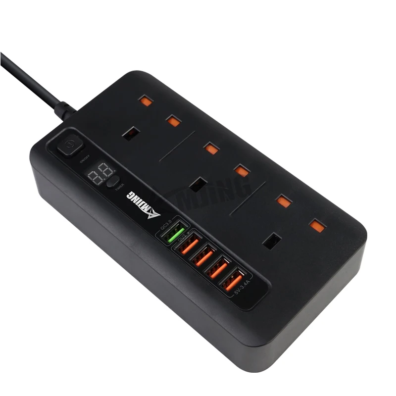 Hot selling US UK EU Plug power strip type c extension socket with usb