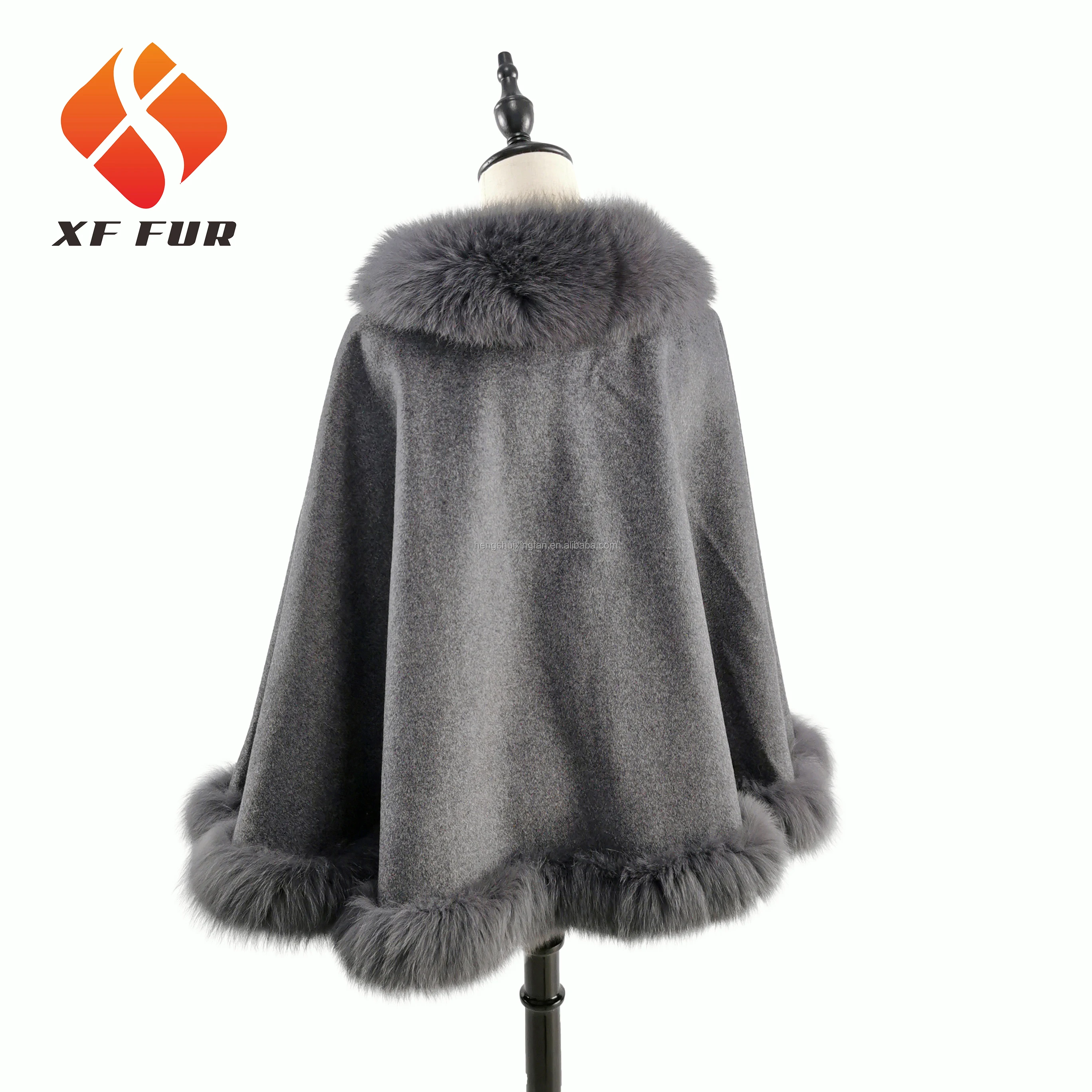 Лидер продаж 2019, оптовая продажа, высокое качество, дешевая элегантная женская шаль с воротником из лисьего меха, кашемировая шаль