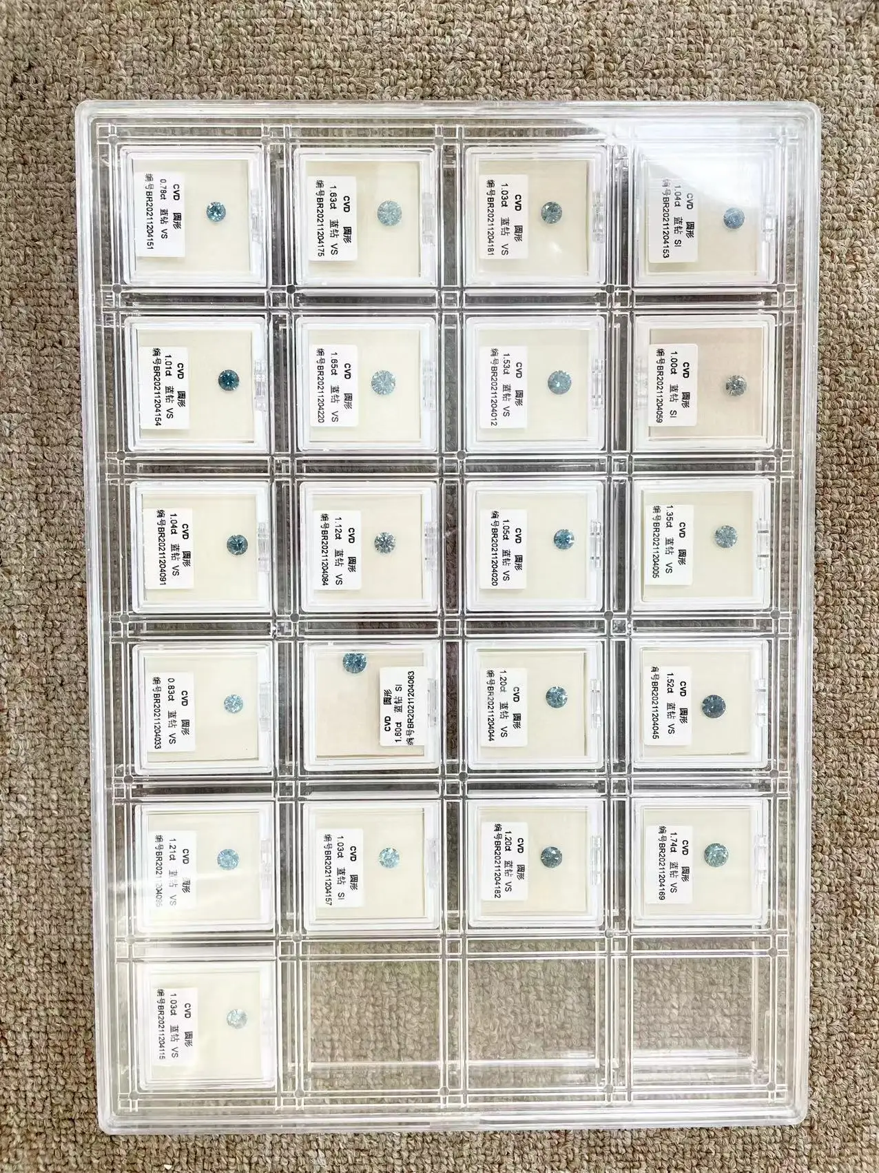 In Stock Customize Diamonds Jewelry VS Fancy Blue Round CVD HPHT Lab Grown Blue Colored Diamonds