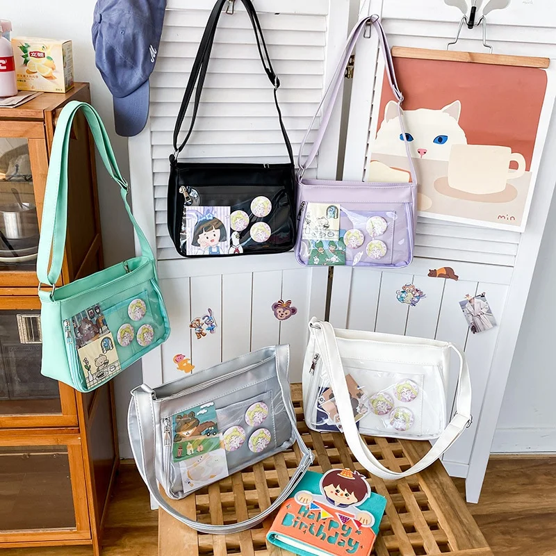 Производитель прозрачная сумка из искусственной кожи в наличии Pin-дисплей Кроссбоди для оптовой продажи