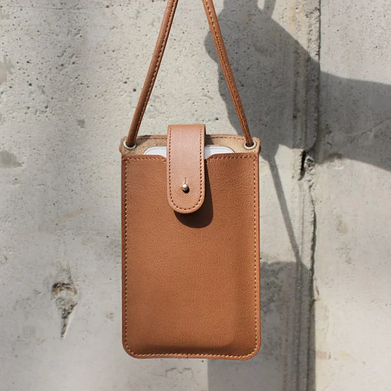 Chic Leather Phone Pouch Case Portable Phone Bags Smartphone Holder Crossbody Bag