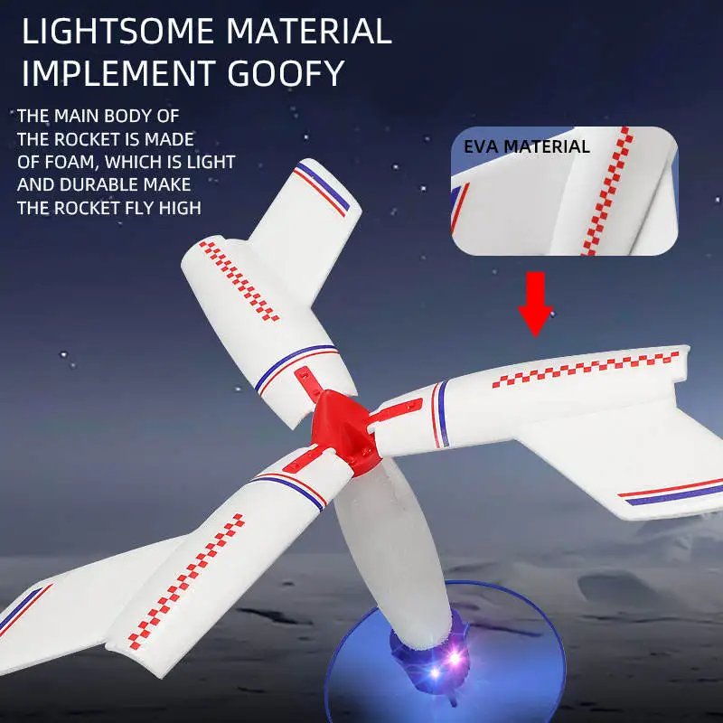 2023 New Kids Gift Toy Power Flying Sky Rocket Launcher Spinning Ufo Parent-Child Interactive Led Auto Return Rocket Toy