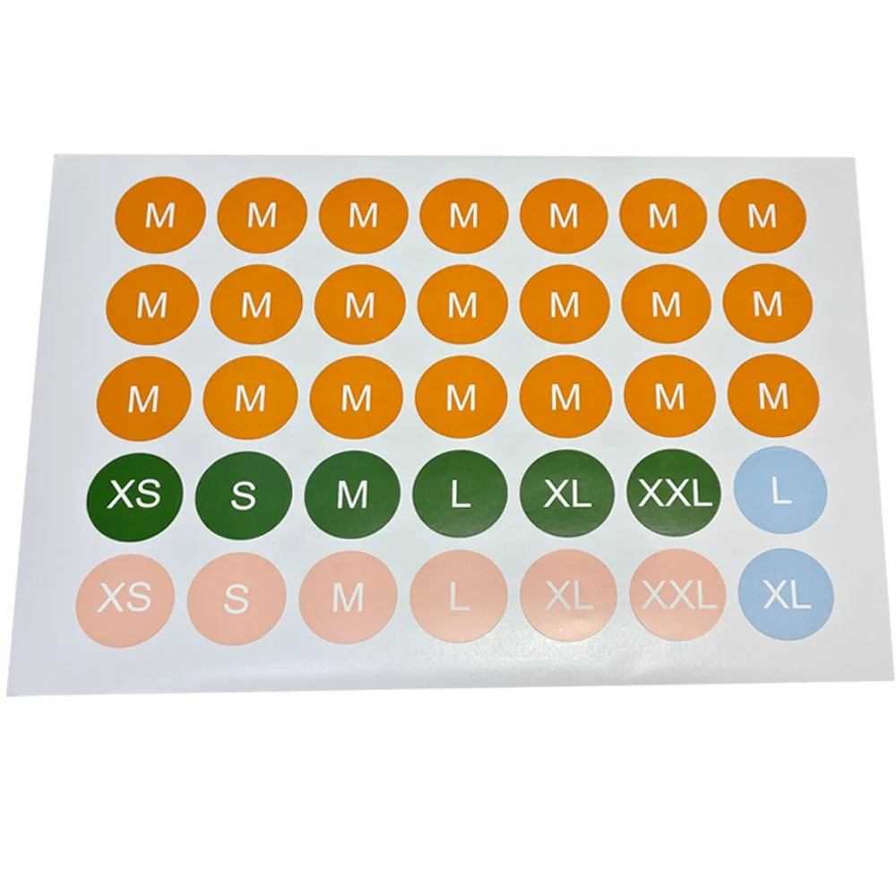 Custom paper adhesive label XS/S/M/L/XL/XXL round colored stickers packaging label sticker for carton