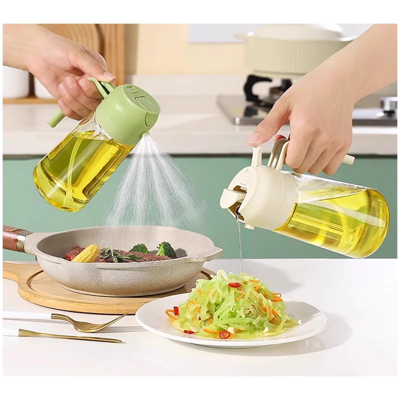 cooking oil dispenser glass spray dispenser cooking oil sprayer for cooking, 2 in 1 olive oil dispense