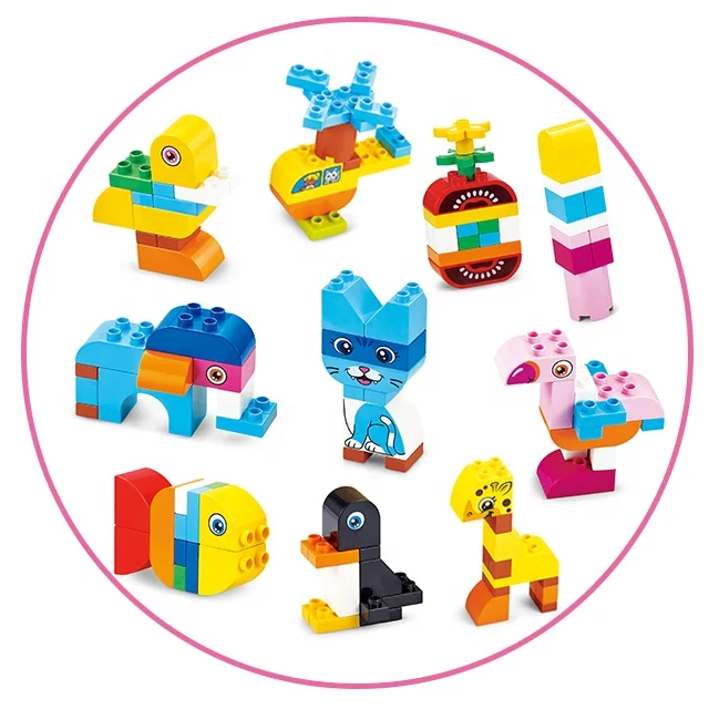 
New Gifts Educational Learning 4 In 1 Animal Kids Play Plastic DIY Toys Building Block 