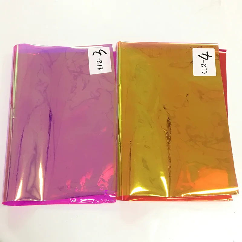 Hot Sale Eco-friendly Dichroic Iridescent Transparent Laminated PVC film for making fan and decoration film