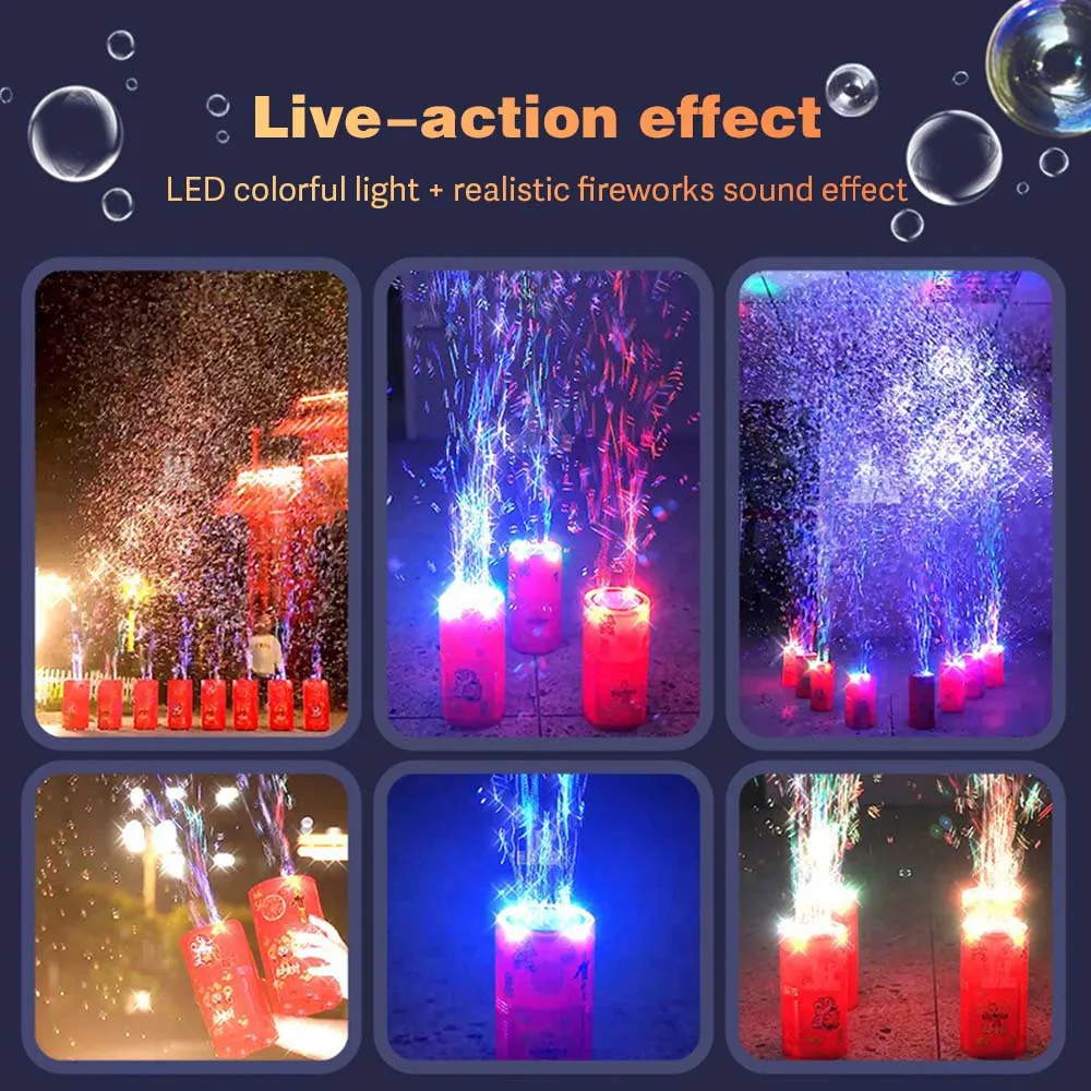 New Arrival Fireworks Bubble Machine With Electric Lights Sounds Automatic Water Bubble Maker Light Up Indoor Party Bubbles