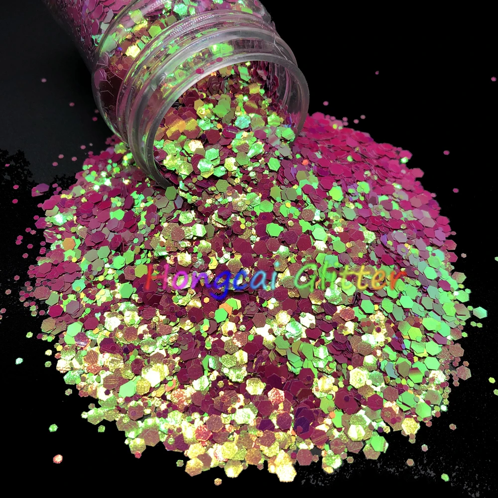 Chunky Mix Polyester Chameleon Color Shifting Glitter Powder for Nail Craft Art