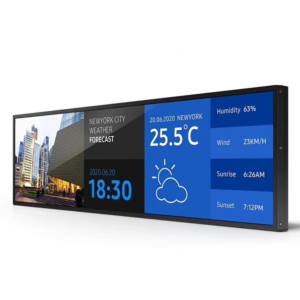 Various Sizes of Profile Frame Strip Screen Advertising Machine HD Wall Hanging LCD Screen Shopping Mall Shelf Strip Screen in O