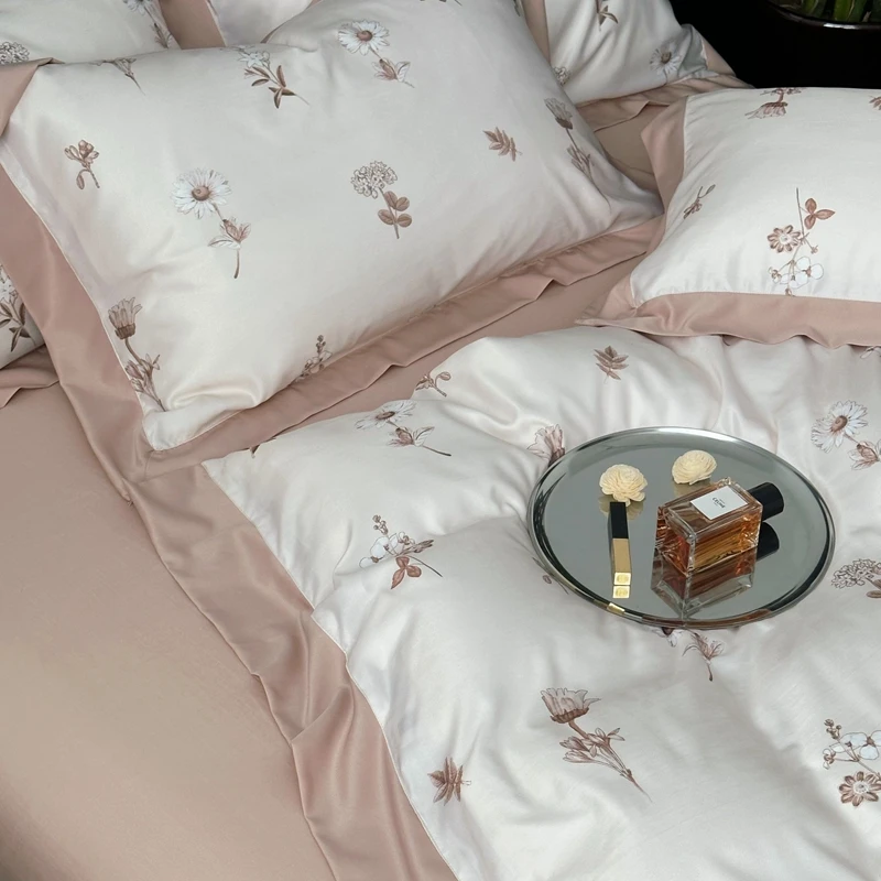 19mommeColor silk delicate embroidery quilt 4-piece quilt cover sheet pillowcase bedding 4-piece set