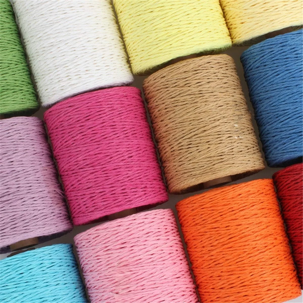 Factory Price Colorful Raffia Yarn Cotton Line Rayon Raffia Rope for Summer Sun Straw Hat Beach Bag DIY Hand Knitting Handbag