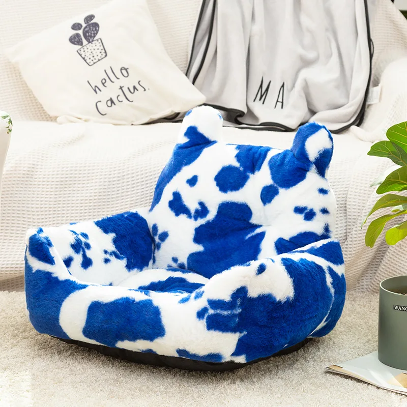 Wholesale plush soft paramount pet dog cow print bed set