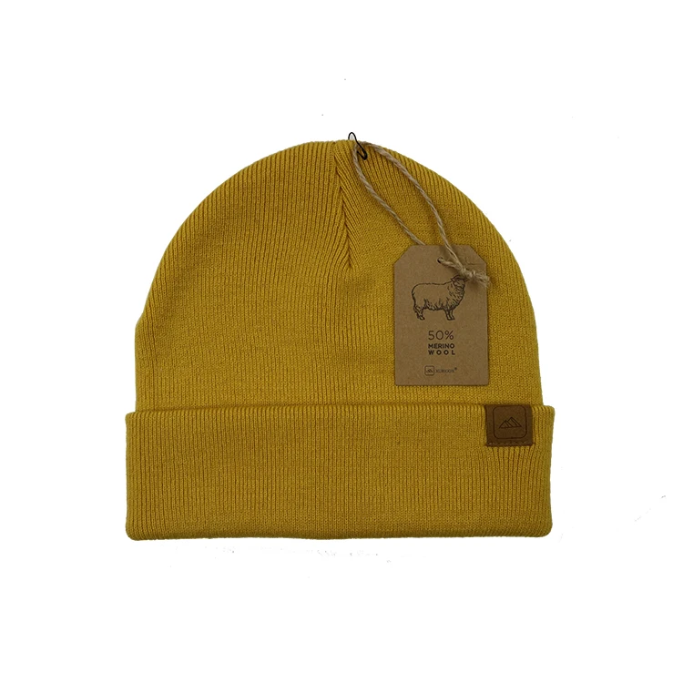 Premium Quality Custom Brand Label Merino Wool Knitted Winter Snow  Ski Toque Hat Tuque Beanie Cap