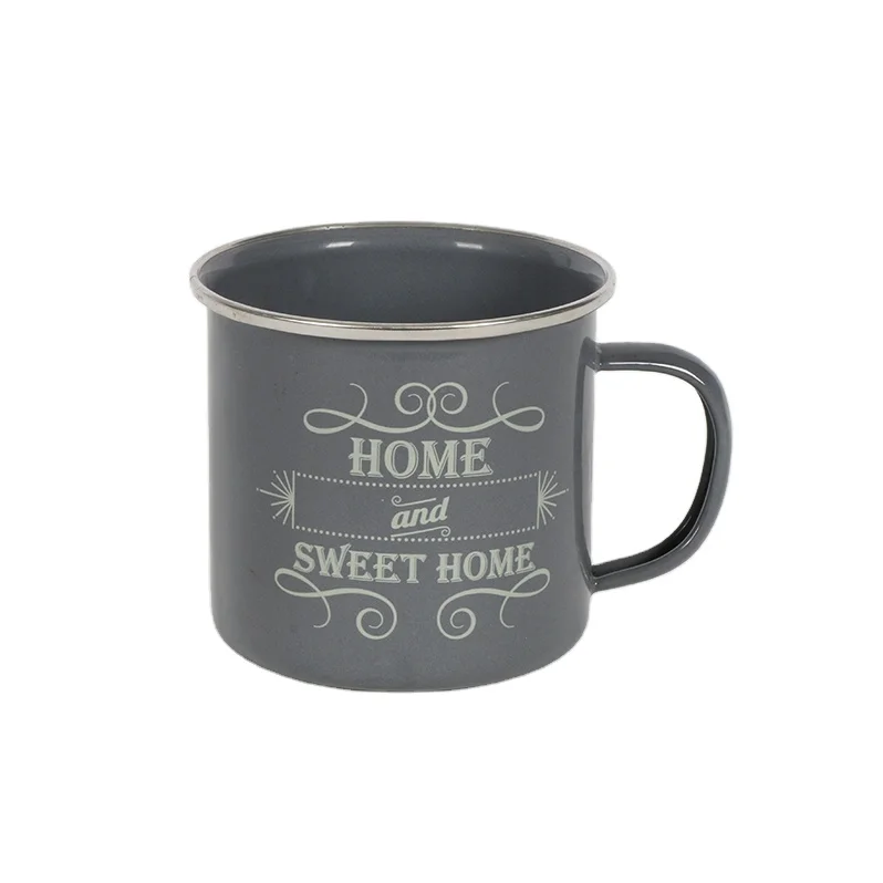 Wholesale Steel Enamelware Custom Logo Retro Enamel Camping Cup Coffee Mugs Sublimation Enamel Mugs