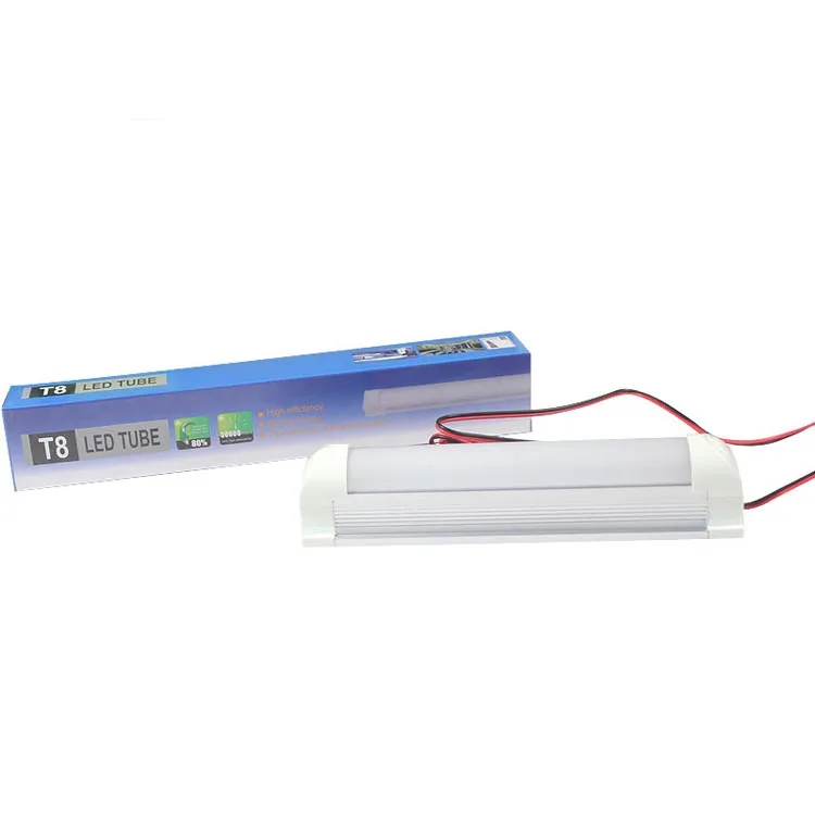 DC12V T8 light tube 15cm 30cm 60cm DC Tube Cold white light led 3w 5w 10w led light tube with battery clip for indoor home fish