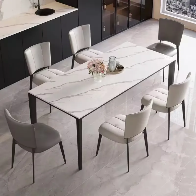 Italian Rock Plate Table Modern Simple Light Luxury Rectangular Rice Table Small Household Living Room Furniture Northern Europe