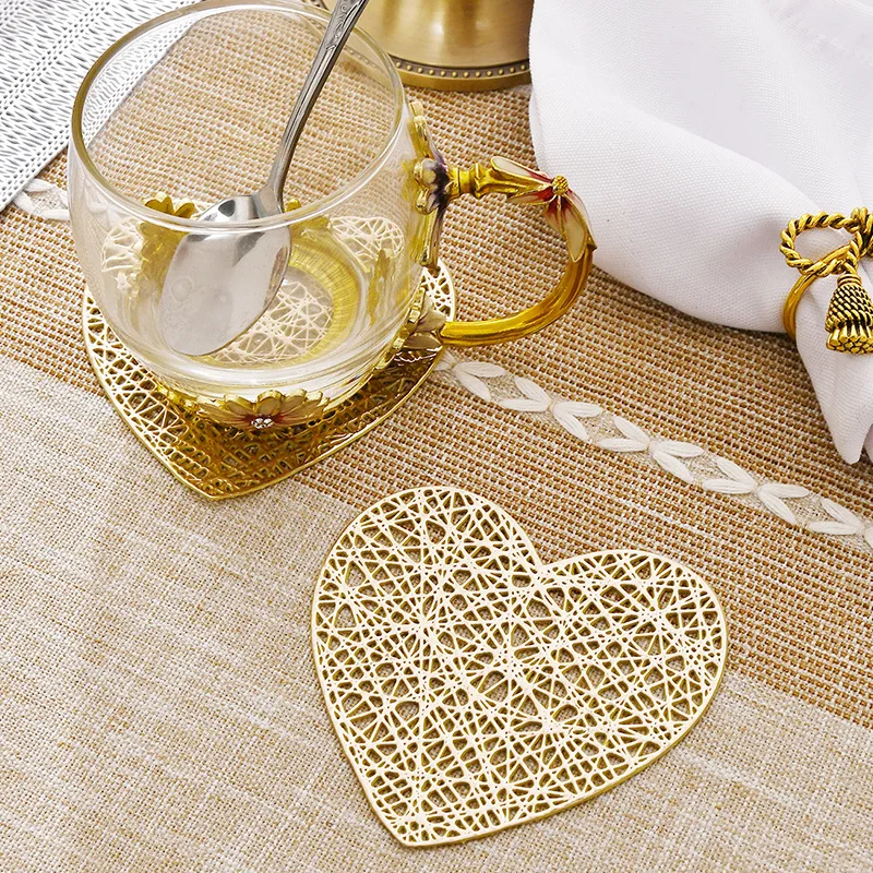 Hot selling Durable Custom PVC Drink Coasters Heat Resistant Heart Shape PVC Coaster HOME