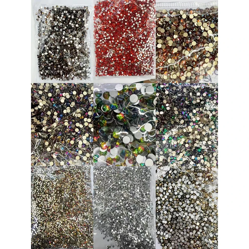 Hot sale ss6-ss30 Glass Transparent Rhinestones Non Hotfix Bulk Ab Crystal Flatback Cut Rhinestone Press On Nail arts