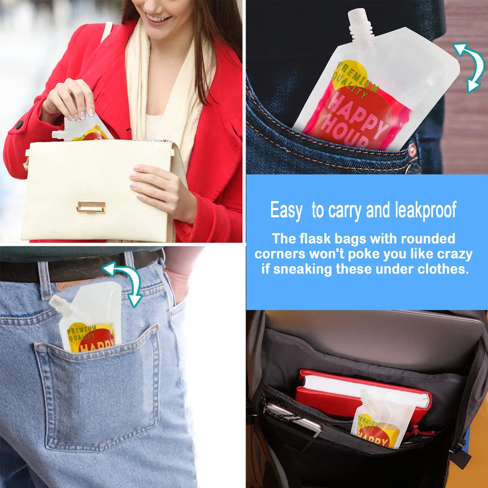 Custom Clear Beverage Water Storage Package Reusable Resealable Sauce Squeeze Pouch Liquid Packaging Plastic Bag With Spout