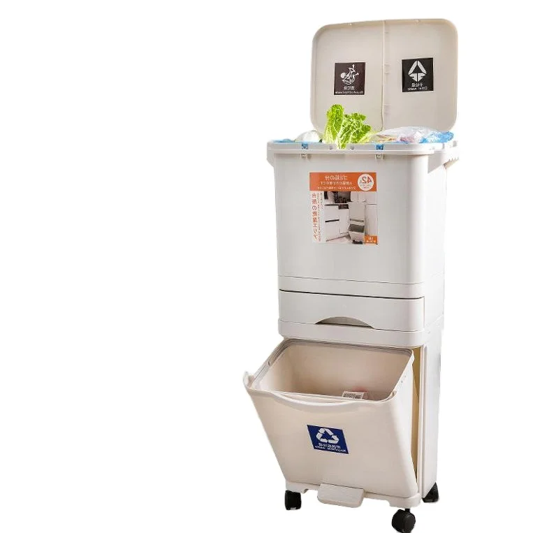 Wholesale New design Large Capacity  plastic trash can with drawer