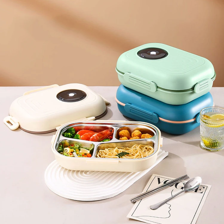 HIGH QUALITY FOOD GRADE STAINLESS STEEL 304 PP PLASTIC FOOD CONTAINER BENTO BOX WITH SOUP BOWL utensil