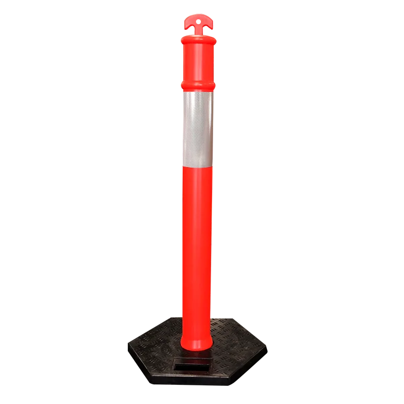 Factory T-Top Warning Post with Reflective Collars Delineator Bollards 6kg 8kg 10kg Rubber Base Traffic Warning Products