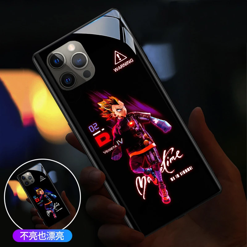 Anime Incoming Call Led Flashing glowing phone cases light up Luminous Glass led phone case for iPhone 13 Pro Max