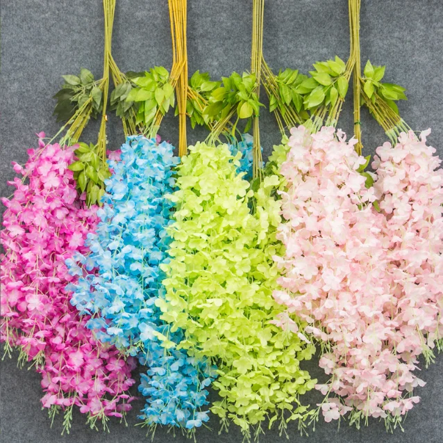 Silk Long Hanging Bush Flowers String Silk Wisteria Garland Flowers Home Party Wedding Decor