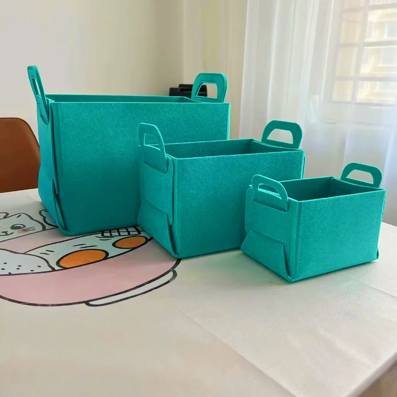 New Trend Large Portable Foldable Durable Multi-purpose Clothes Toy Storage Basket with Handles Cube Felt Storage Box