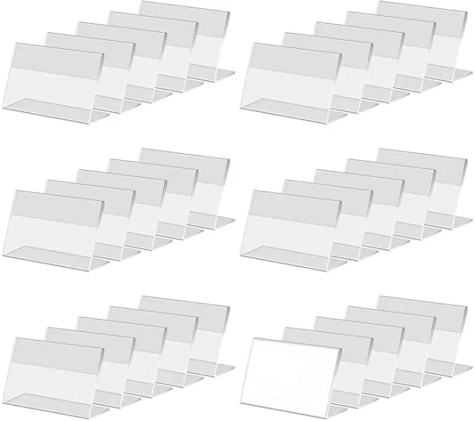Mini Counter top L shape price tag stand clear acrylic name plate holder label holder for wedding buffet party bakery