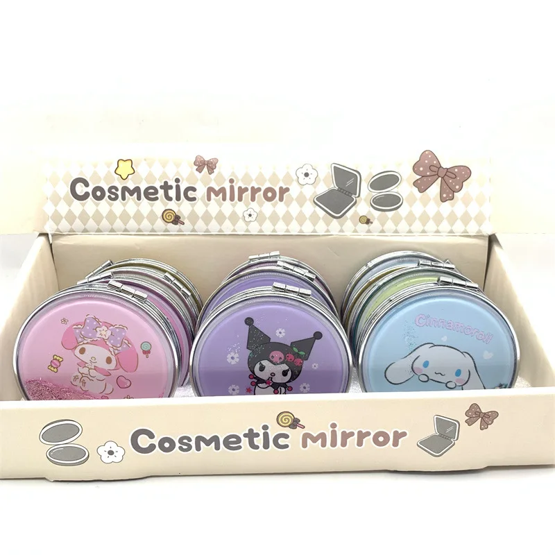 Cartoon up mini small round pocket makeup cosmetic mirror Crystal Liquid Quicksand Foldable Mirror Cosmetic Mirror