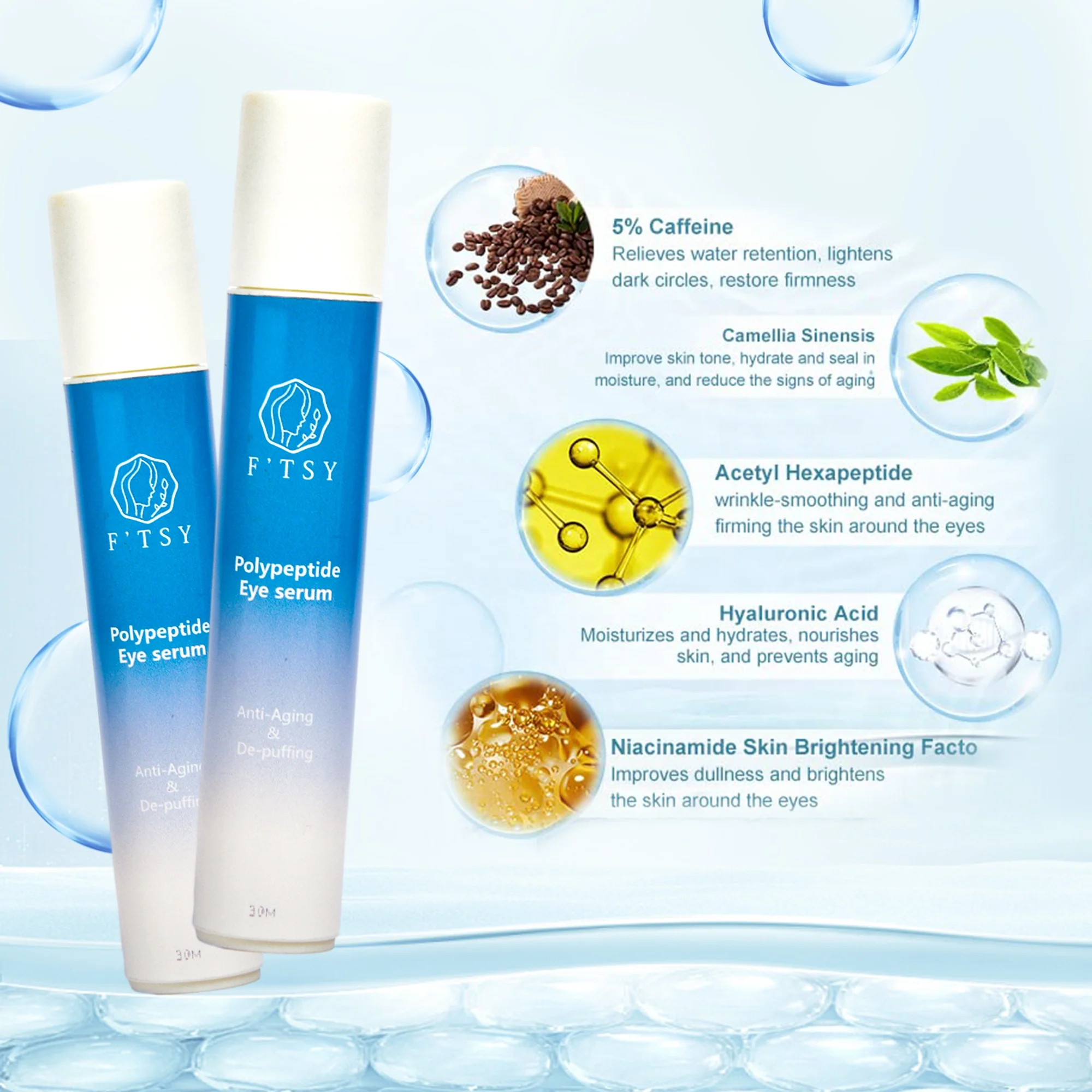 Dark Circle Brightening Eye Serum De-Puffing Eye Roller Massage Serum Under Eye Roller Cream