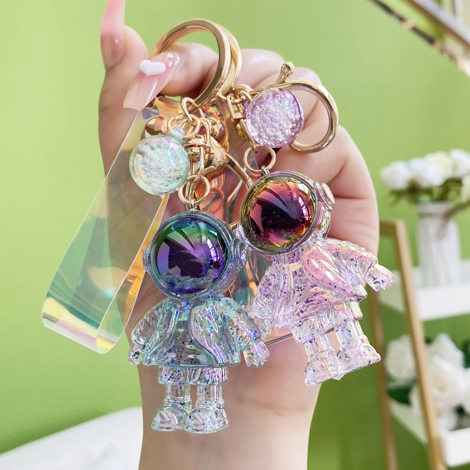 New Cartoon Astronaut Decor Action Figures Crystal  Crystal Space  Astronaut Keychain