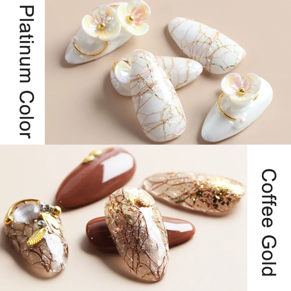 1pc 3D Gold Silver Net Line Tape on Nails Holo Adhesive Silk Mesh  Polish Decals Nail Sticker Nail Art Decorations