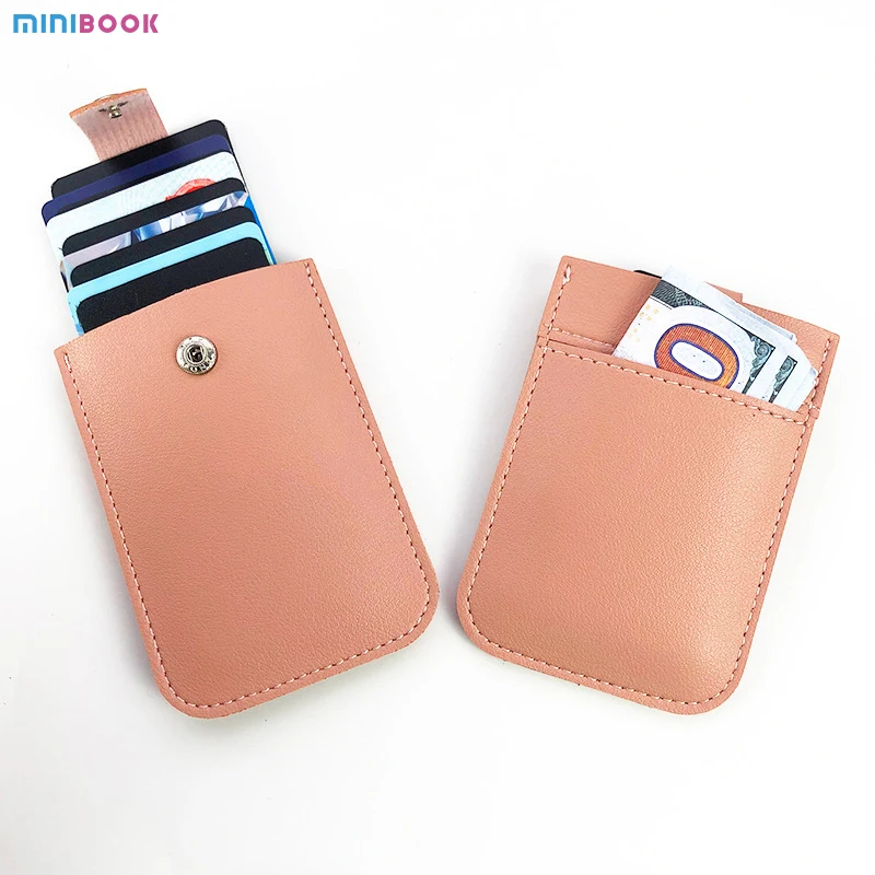 Business Gifts Mini Wallet Pu Leather Laminated Telescopic Large Multi Position Credit Card Bag Case Holder