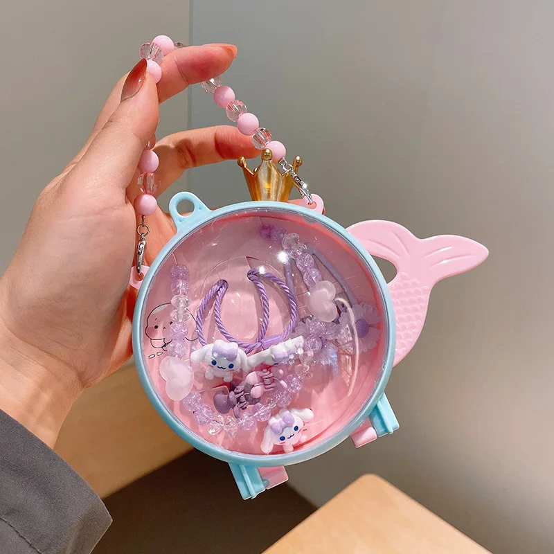 Beautiful mermaid jewelry set for baby girls Princess Elsa makeup necklace bracelet earrings ring set kids gift